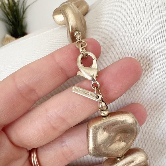 Vintage 70s Saks Fifth Avenue Single or Double Layer Gold Nugget Necklace - Picture 4 of 5